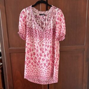 Liu Jo 100 % Silk Floral V-Neck Puff Sleeve Tunic
